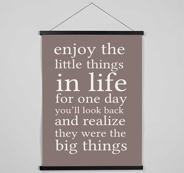 Motivational Quote Enjoy The Little Things In Life Beige Hanging Poster - Wallart-Direct UK