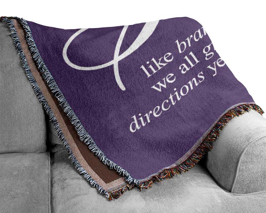 Family Quote Family We All Grow In Different Directions Lilac Woven Blanket