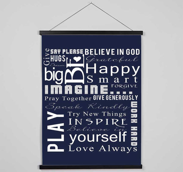 Home Quote Family Rules Be Happy Love Always Hanging Poster - Wallart-Direct UK