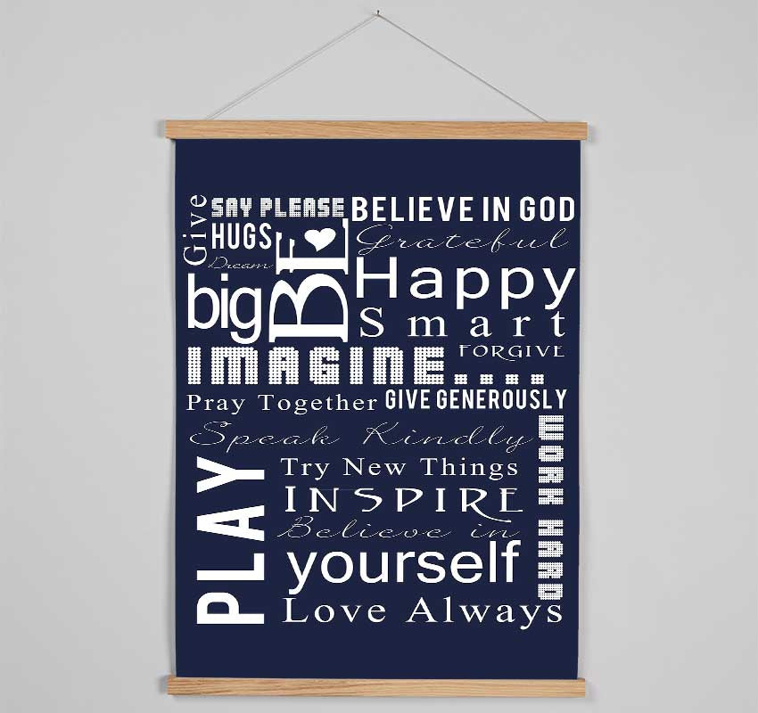 Home Quote Family Rules Be Happy Love Always Hanging Poster - Wallart-Direct UK