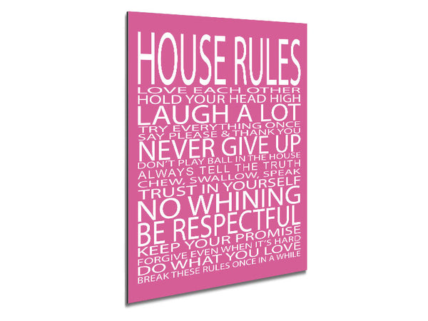 Family Quote House Rules Love Each Other Pink