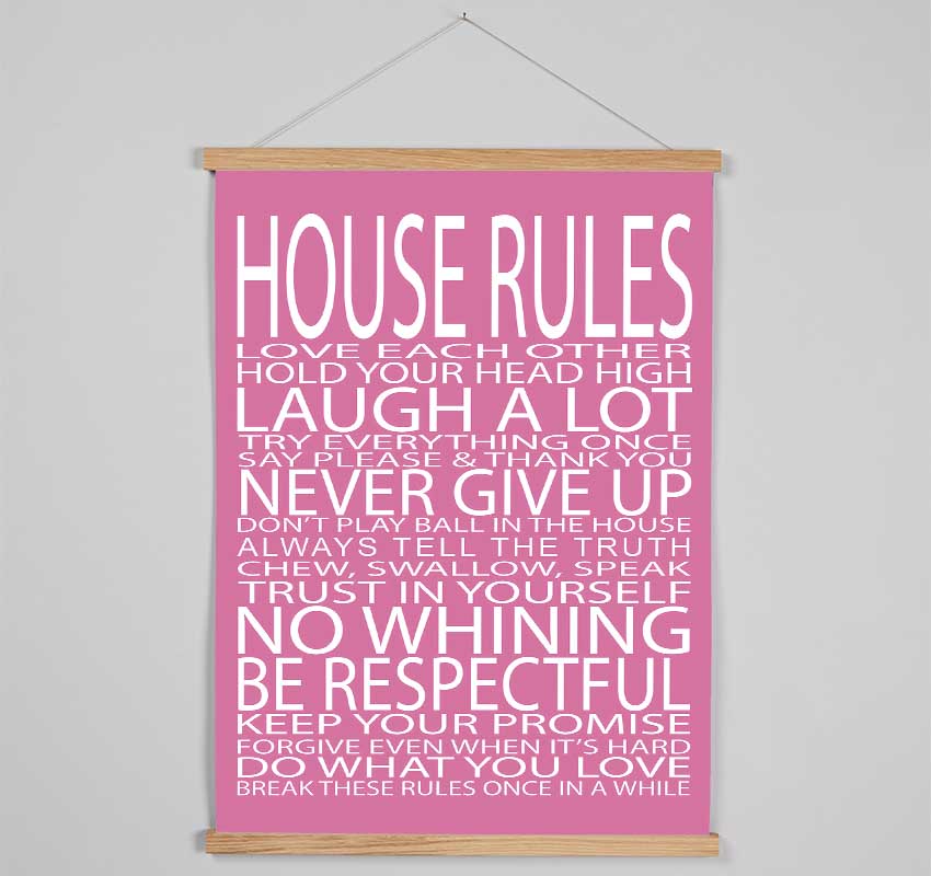 Family Quote House Rules Love Each Other Pink Hanging Poster - Wallart-Direct UK