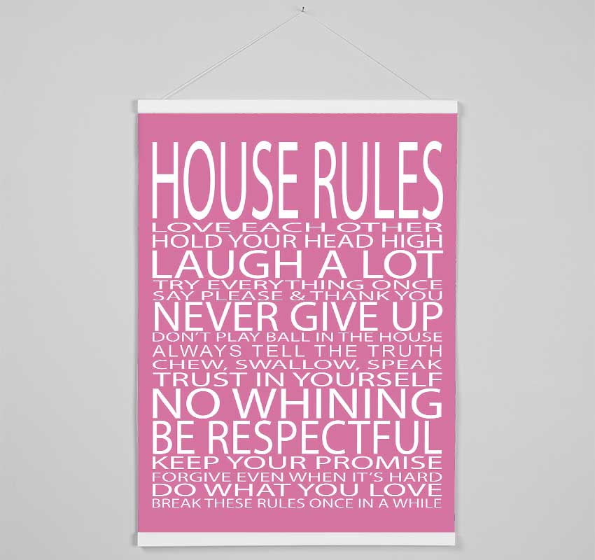 Family Quote House Rules Love Each Other Pink Hanging Poster - Wallart-Direct UK