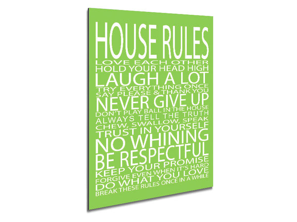 Family Quote House Rules Love Each Other Lime Green