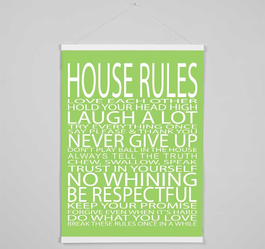 Family Quote House Rules Love Each Other Lime Green Hanging Poster - Wallart-Direct UK