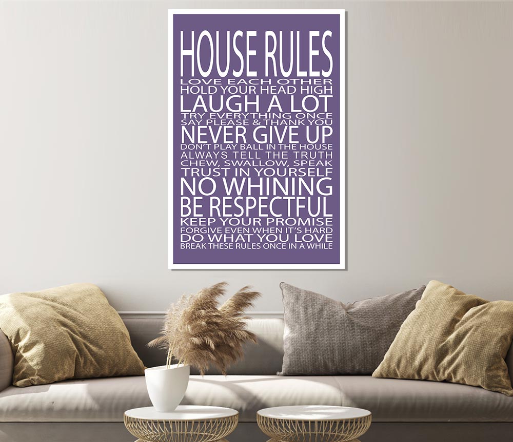 Family Quote House Rules Love Each Other Lilac Print Poster Wall Art