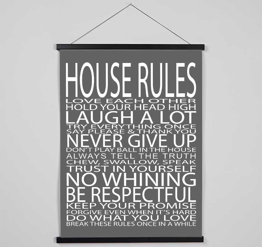 Family Quote House Rules Love Each Other Grey Hanging Poster - Wallart-Direct UK