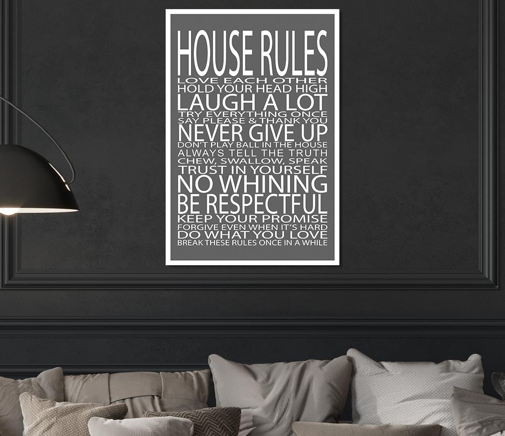 Family Quote House Rules Love Each Other Grey Print Poster Wall Art