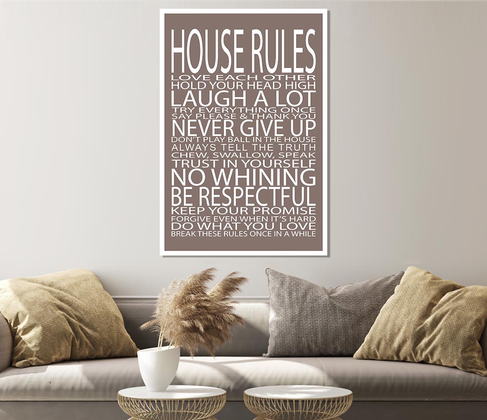 Family Quote House Rules Love Each Other Beige Print Poster Wall Art