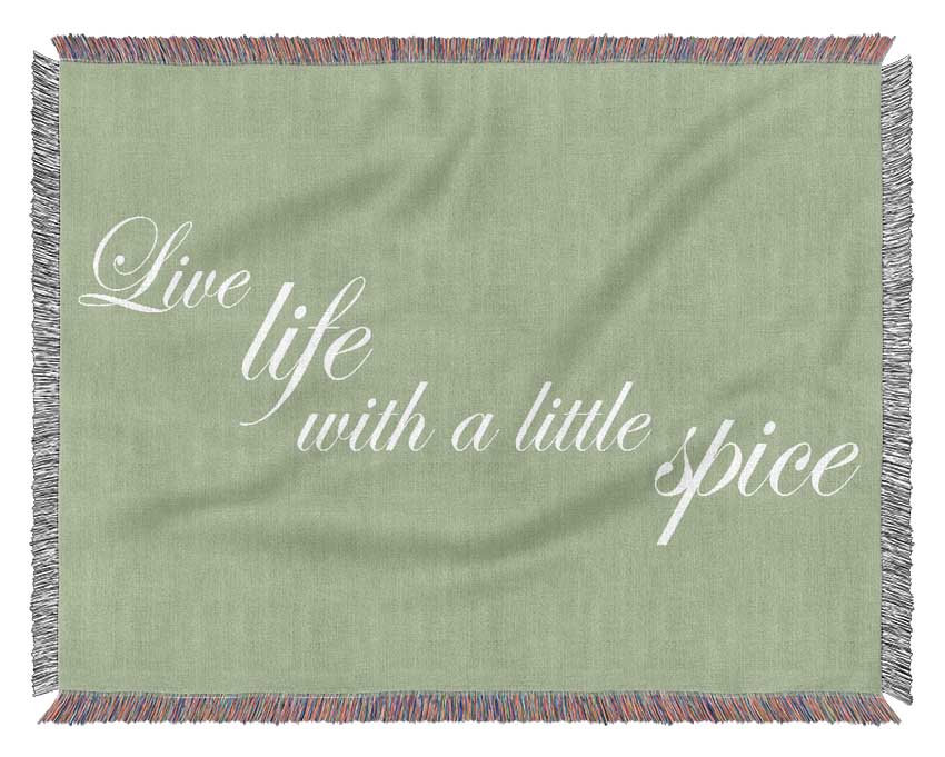 itchen Quote Live Life With A Little Spice Lime Green Woven Blanket