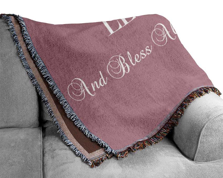 Love Quote In Our Home Let Love Abide Pink Woven Blanket