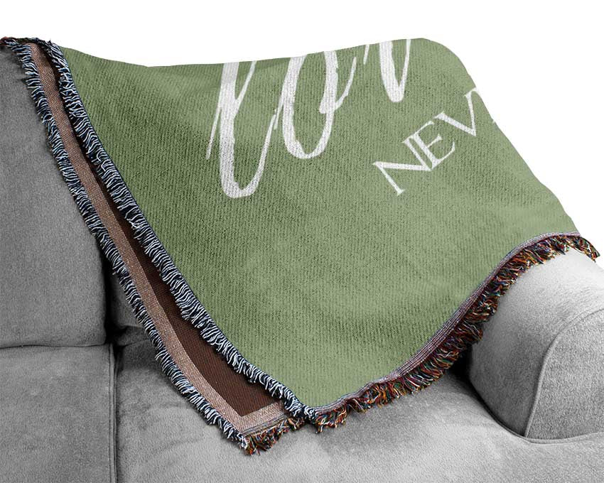 Love Quote A True Love Story Never Ends Lime Green Woven Blanket