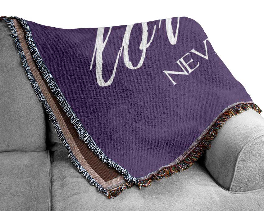 Love Quote A True Love Story Never Ends Lilac Woven Blanket