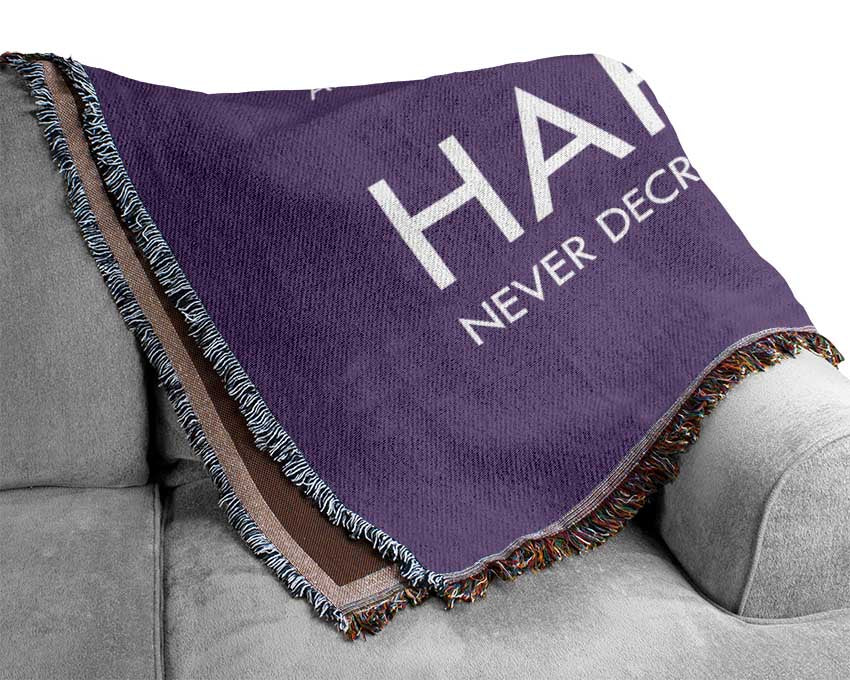 Happiness Never Decreases From Being Shared Lilac Woven Blanket