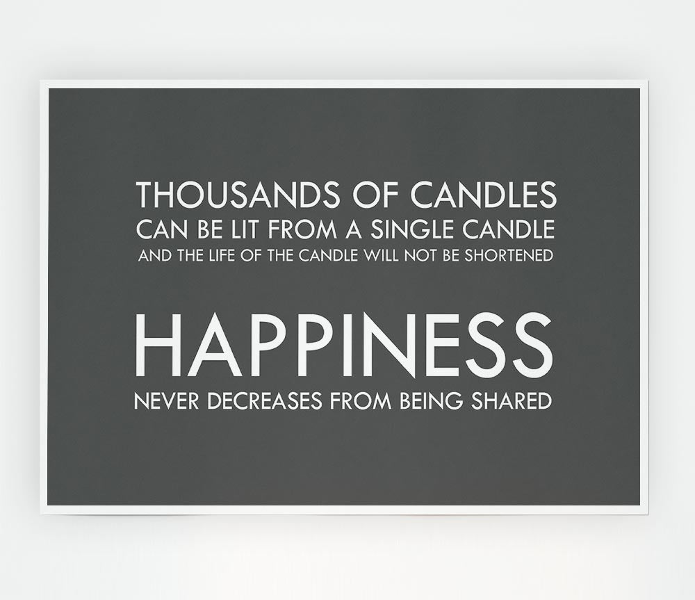 Happiness Never Decreases From Being Shared Grey Print Poster Wall Art