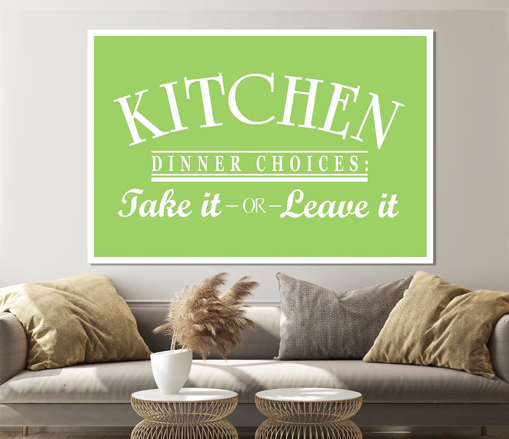 Kitchen Quote Dinner Choices Lime Green Print Poster Wall Art