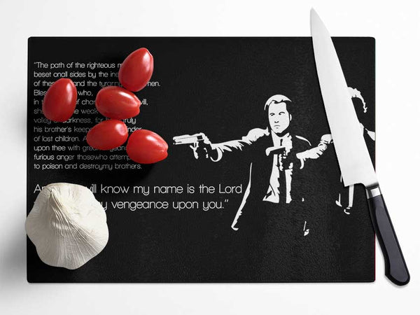 Movie Quote Pulp Fiction The Path Of The Righteous Man Glass Chopping Board