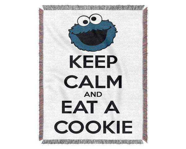 Kitchen Quote Keep Calm And Eat A Cookie Woven Blanket