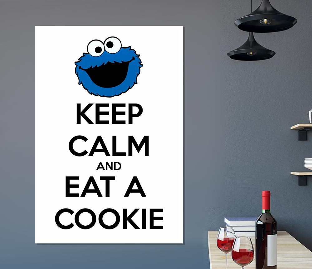 Kitchen Quote Keep Calm And Eat A Cookie Print Poster Wall Art