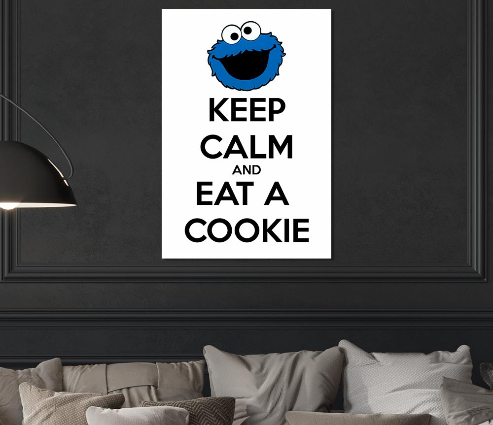 Kitchen Quote Keep Calm And Eat A Cookie Print Poster Wall Art