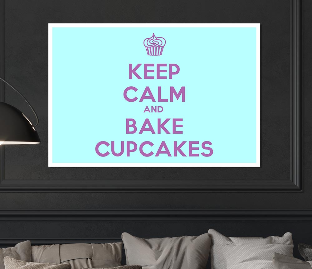 Kitchen Quote Keep Calm Bake Cupcakes Print Poster Wall Art