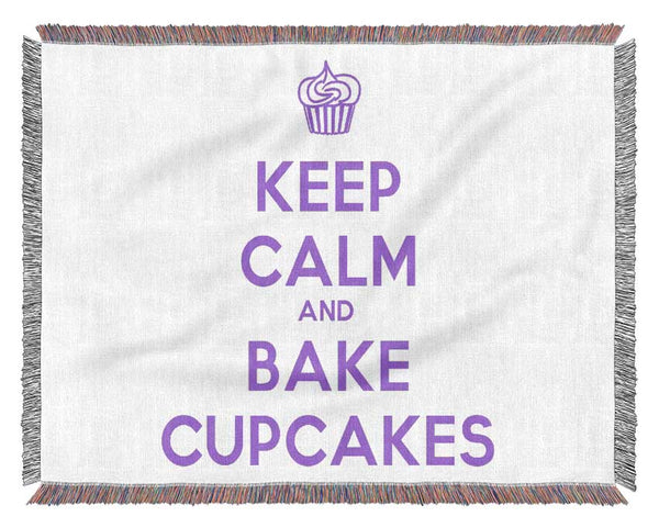 Kitchen Quote Keep Calm Bake Cupcakes Woven Blanket