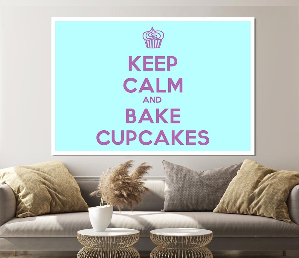 Kitchen Quote Keep Calm Bake Cupcakes Print Poster Wall Art