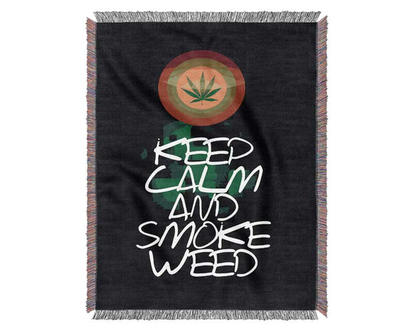 Keep Calm Weed Black Woven Blanket