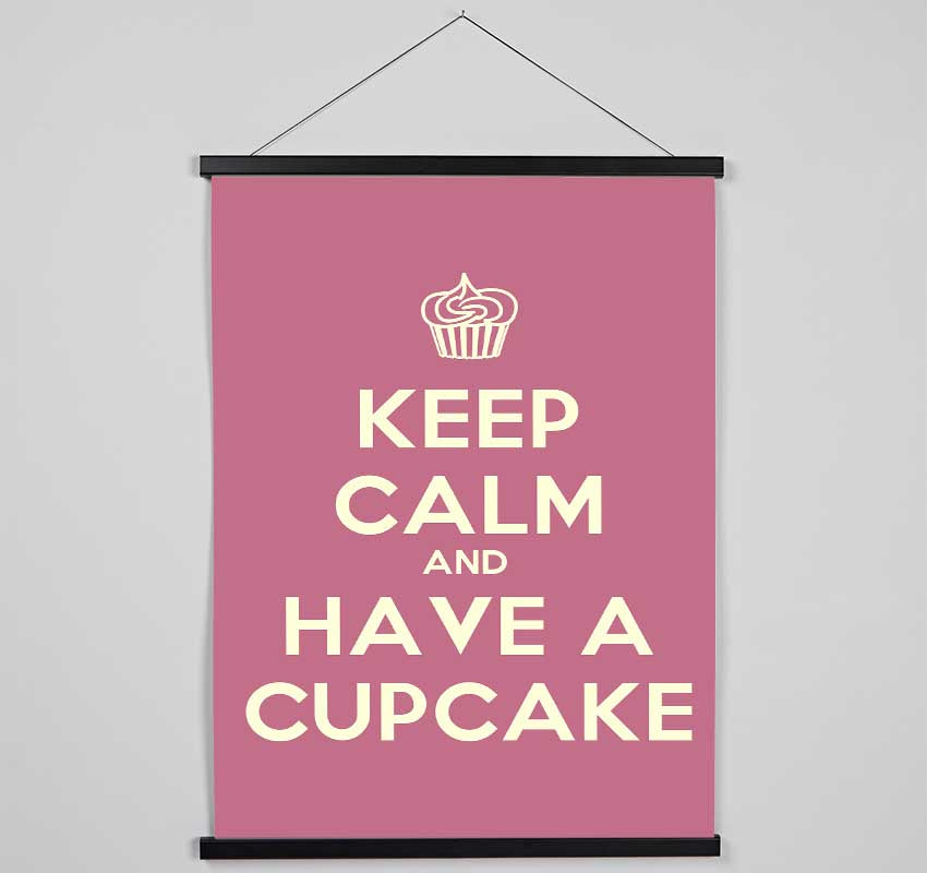 Kitchen Quote Keep Calm Cupcake Pink Hanging Poster - Wallart-Direct UK