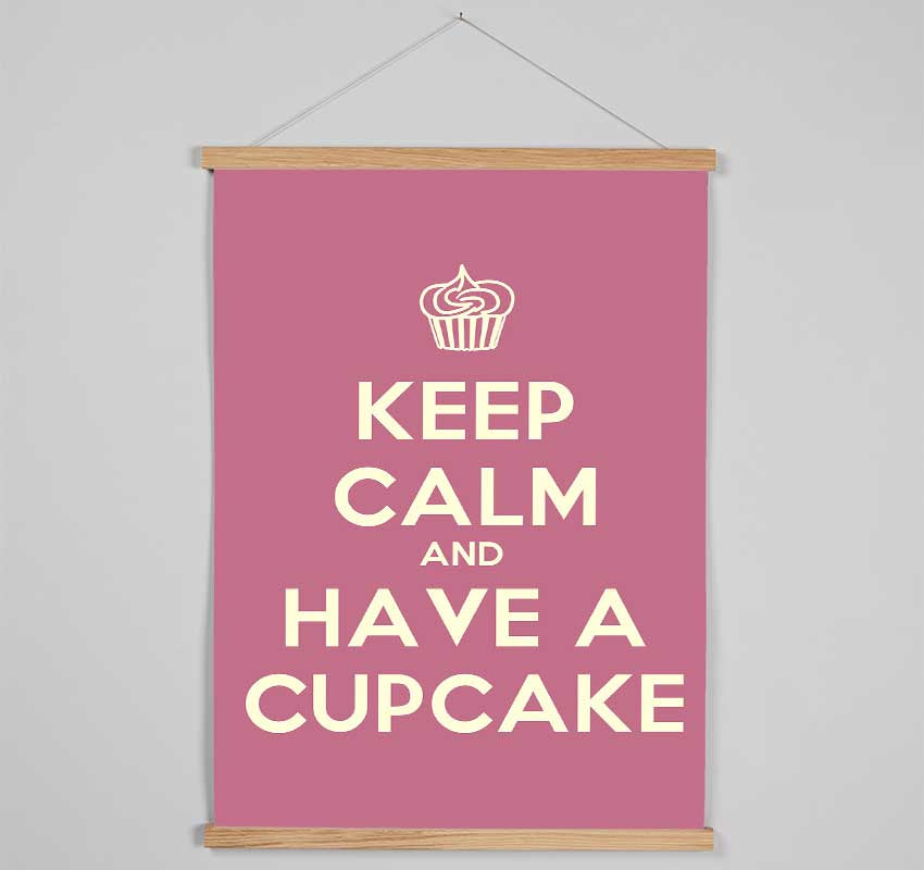 Kitchen Quote Keep Calm Cupcake Pink Hanging Poster - Wallart-Direct UK