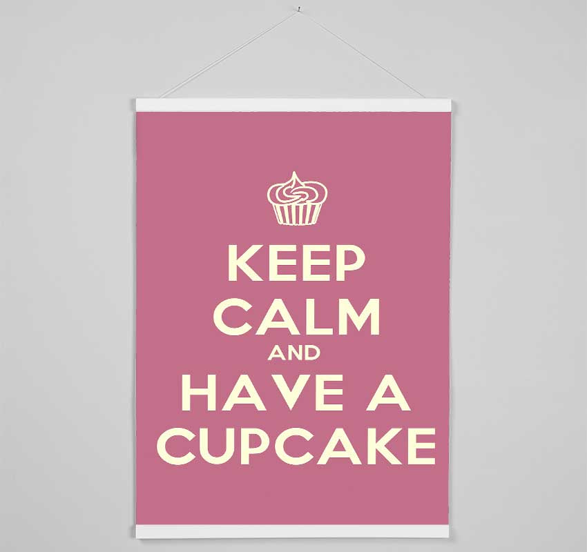 Kitchen Quote Keep Calm Cupcake Pink Hanging Poster - Wallart-Direct UK