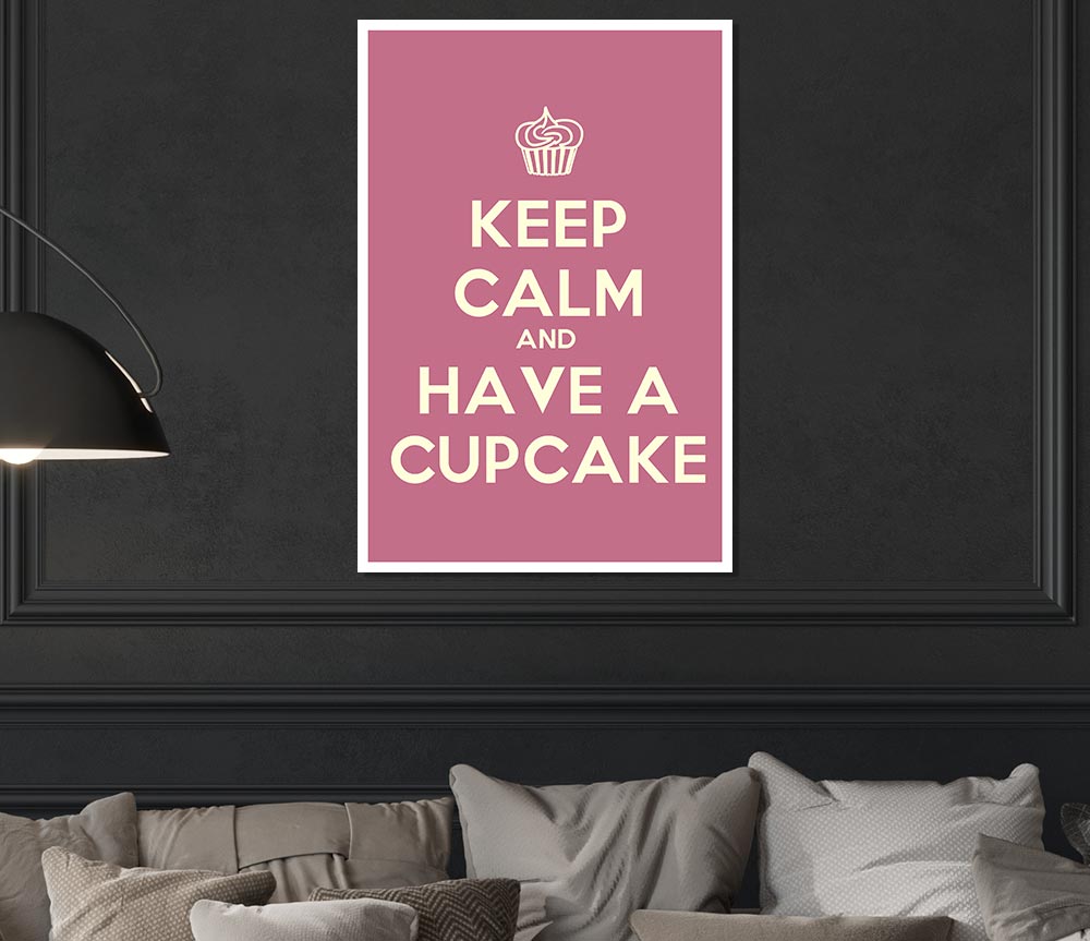 Kitchen Quote Keep Calm Cupcake Pink Print Poster Wall Art