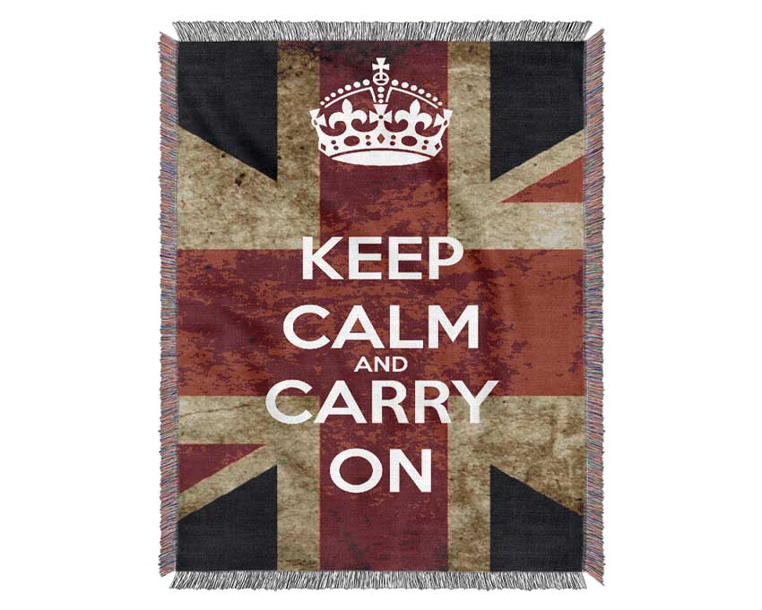 Keep Calm And Carry On Flag Woven Blanket