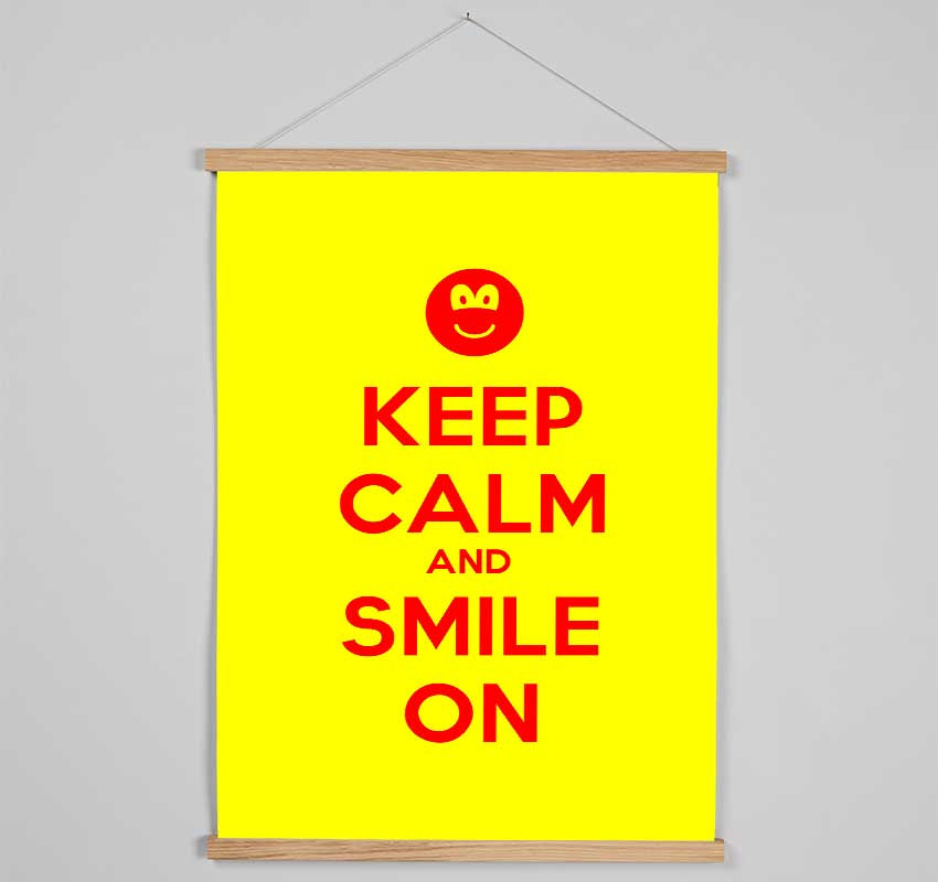 Keep Calm Smile On Yellow Hanging Poster - Wallart-Direct UK