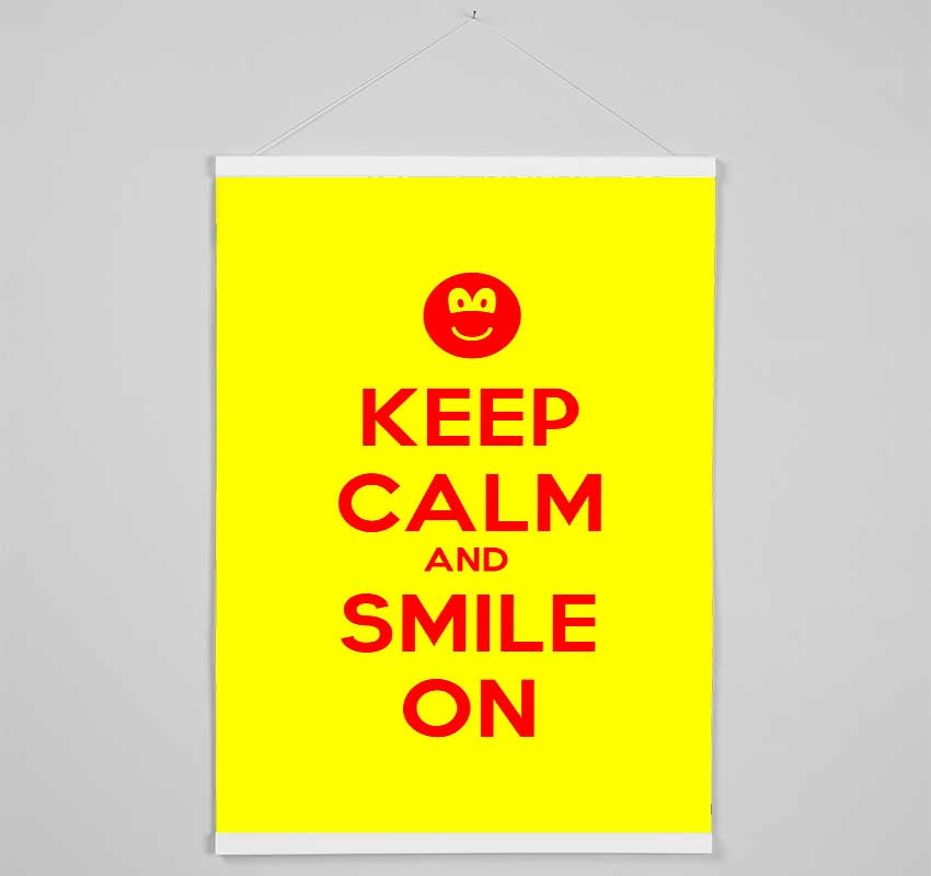 Keep Calm Smile On Yellow Hanging Poster - Wallart-Direct UK