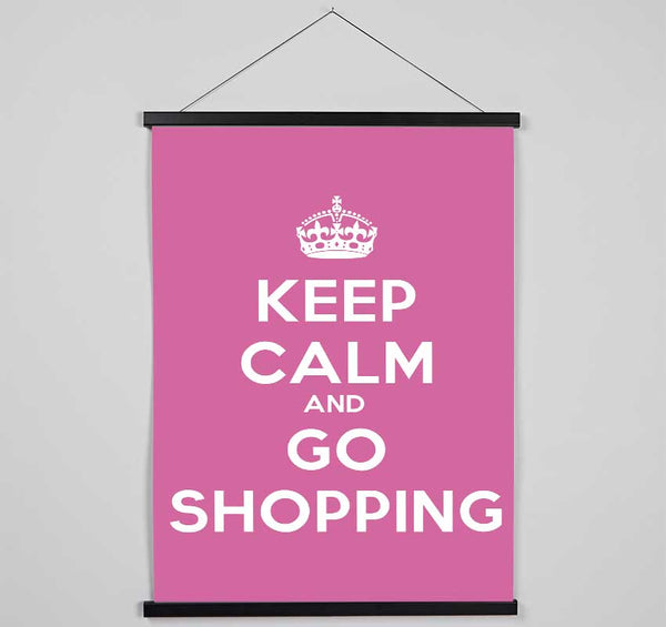 Girls Room Quote Keep Calm Go Shopping Hanging Poster - Wallart-Direct UK