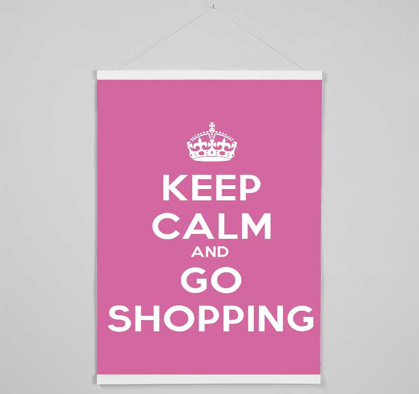 Girls Room Quote Keep Calm Go Shopping Hanging Poster - Wallart-Direct UK