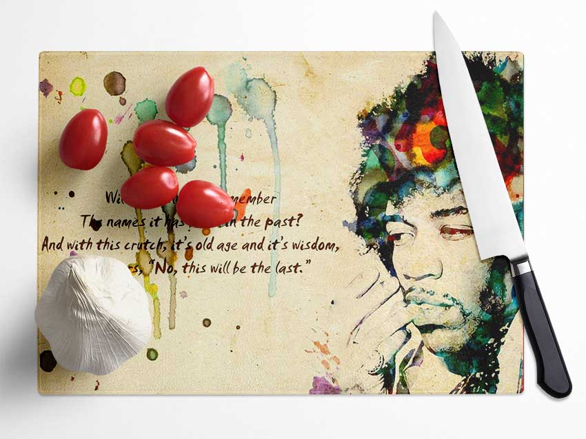 Music Quote Jimi Hendrix The Wind Glass Chopping Board