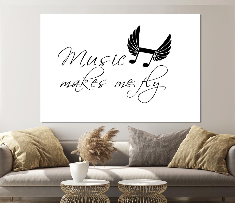 Boys Room Quote Music Makes Me Fly White Print Poster Wall Art