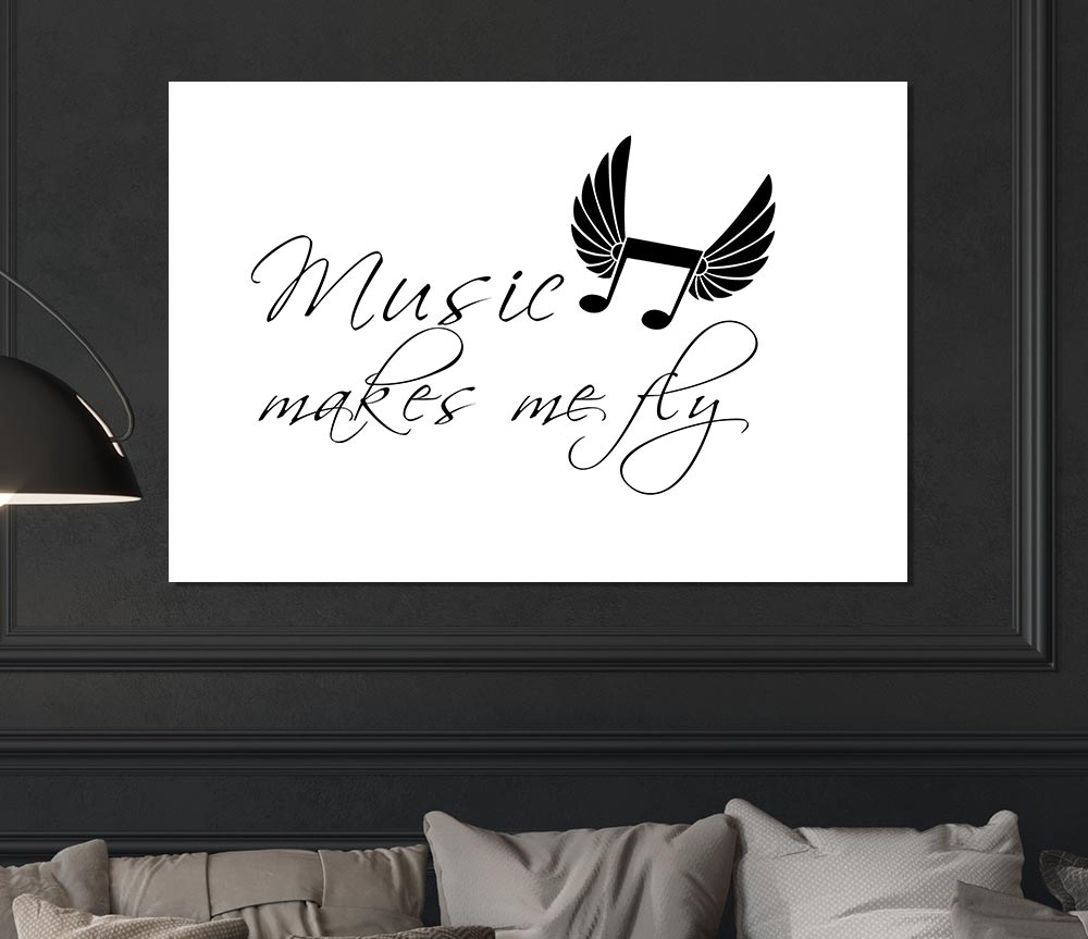 Boys Room Quote Music Makes Me Fly White Print Poster Wall Art