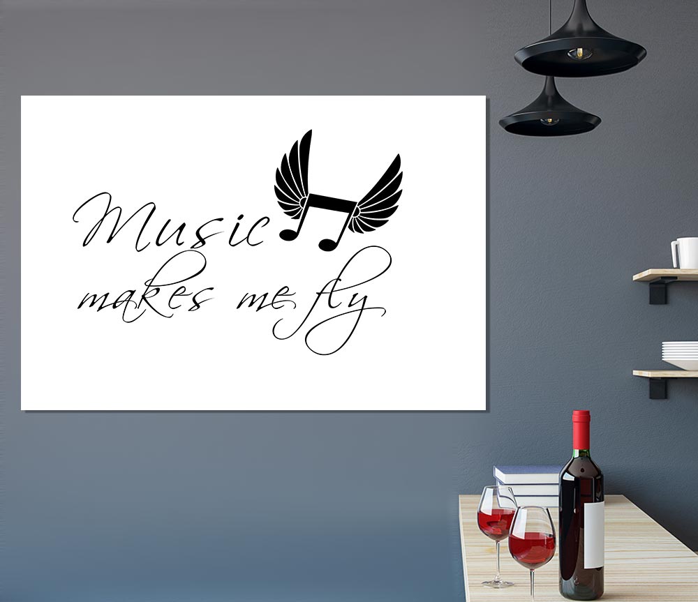 Boys Room Quote Music Makes Me Fly White Print Poster Wall Art