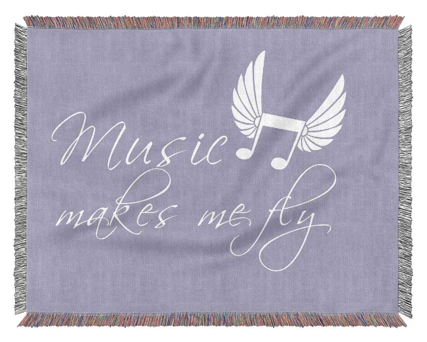 Boys room Quote Music Makes Me Fly Lilac Woven Blanket