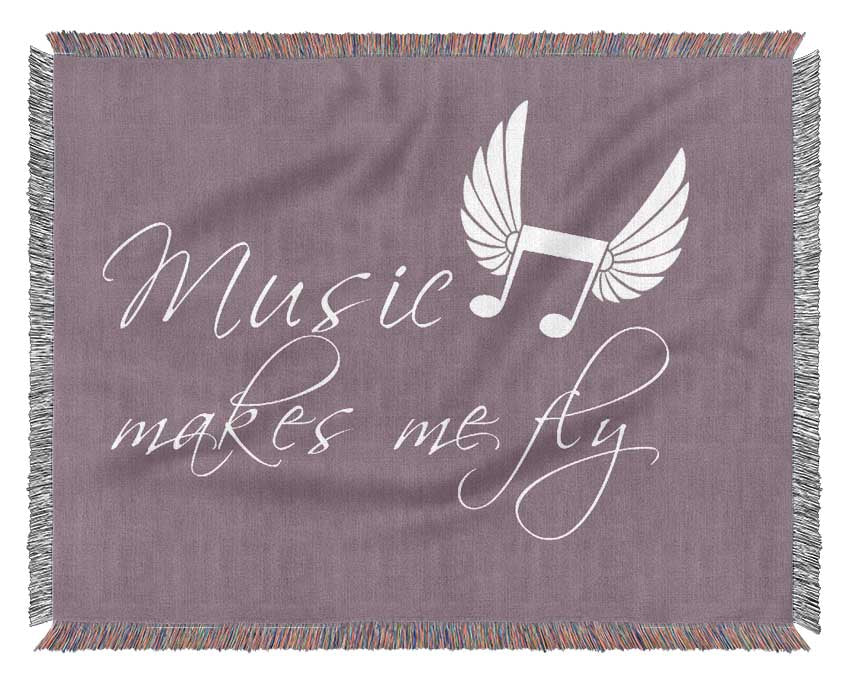 Music Makes Me Fly Dusty Pink Woven Blanket