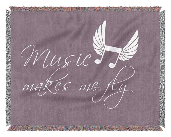 Music Makes Me Fly Dusty Pink Woven Blanket