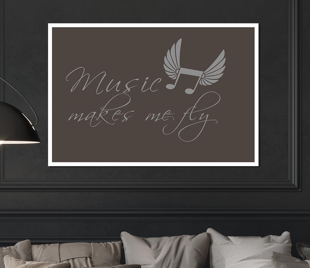 Boys Room Quote Music Makes Me Fly Chocolate Print Poster Wall Art