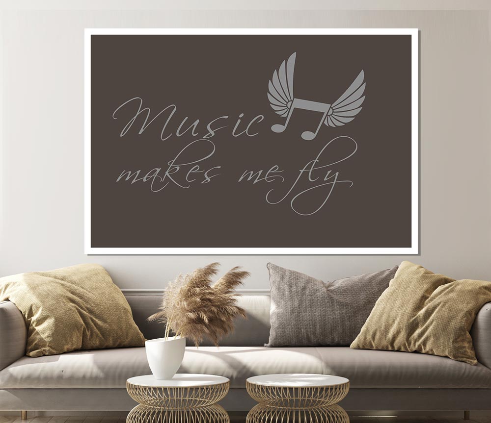 Boys Room Quote Music Makes Me Fly Chocolate Print Poster Wall Art