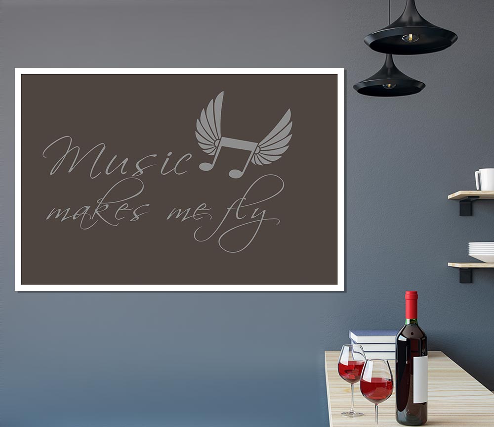 Boys Room Quote Music Makes Me Fly Chocolate Print Poster Wall Art