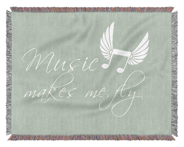 Boys room Quote Music Makes Me Fly Beige Woven Blanket