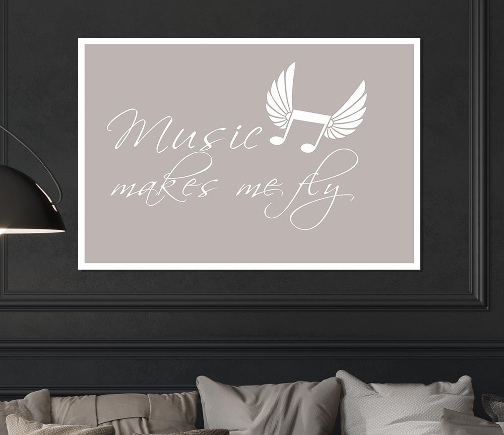 Boys Room Quote Music Makes Me Fly Beige Print Poster Wall Art