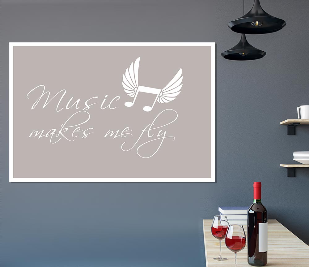 Boys Room Quote Music Makes Me Fly Beige Print Poster Wall Art